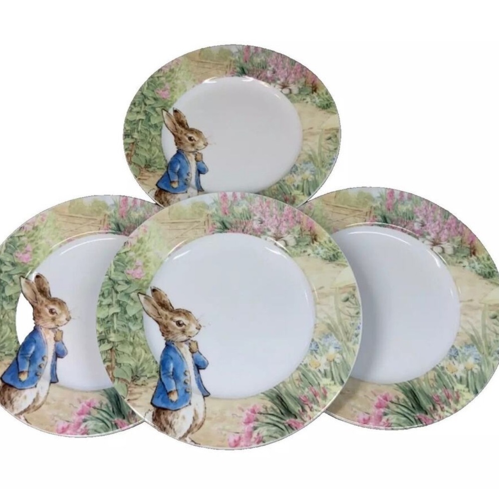 Peter Rabbit Salad Plates Spring Garden The World Of Beatrix Potter 8" Set 4 New